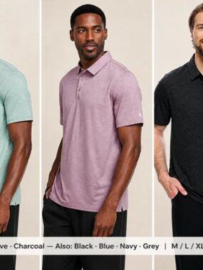 Lolë Men’s Active Polo Shirt—Premium Performance Polo-M L XL 2XL 3XL-7colors